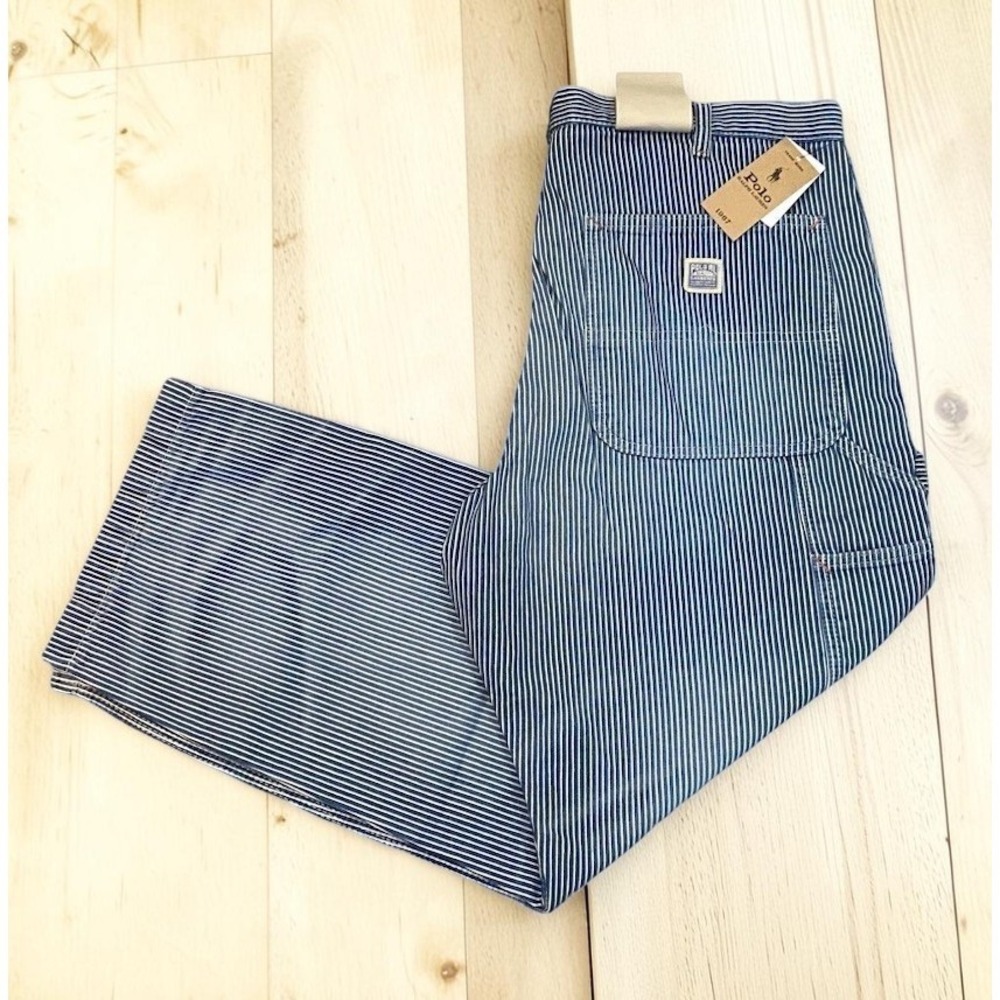 Polo Ralph Lauren Dungaree Carpenter Jeans Hickory Stripe Men's 34x34 NWT